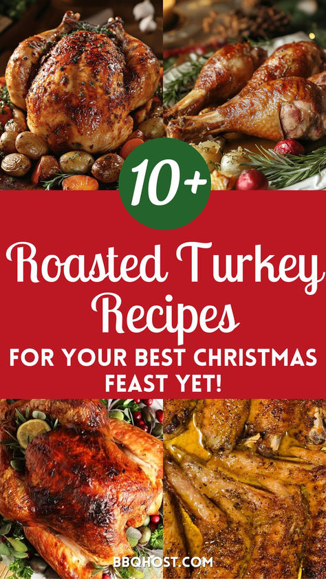 Discover 10+ best roasted turkey recipes, perfect for Thanksgiving and Christmas! From herb butter to honey roasted, find your new go-to turkey recipe for a juicy and flavorful meal. Save for your holiday feasts! Click through for the complete list! 14lb Turkey Recipe, Different Turkey Recipes, Xmas Turkey Recipes, Turkey Recipes Christmas, 10-14 Lb Turkey, Bake Turkey In Oven, Roast Turkey Recipes Thanksgiving Easy, Juiciest Turkey Recipe, Roasted Turkey Recipes