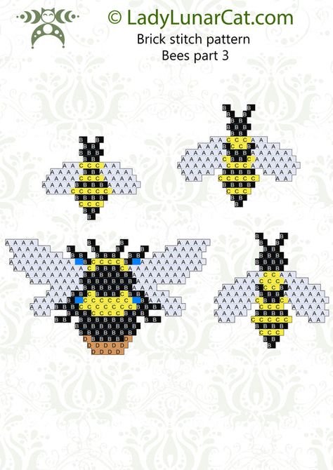 FREE Brick stitch pattern for beading Bees by Lady Lunar Cat – LadyLunarCat