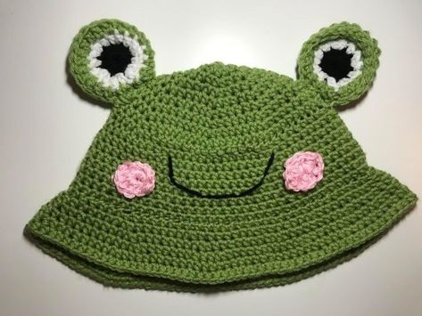 Frog Bucket Hat Crochet, Crochet Frog Bucket Hat, Frog Bucket Hat, Crochet Santa Hat, Bucket Hat Crochet, Frog Hat, Bucket Hat Pattern, Start Pack, Easy Crochet Hat