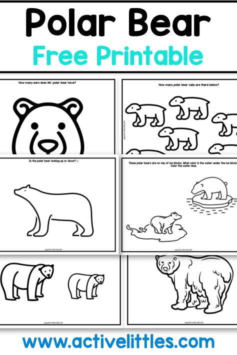 polar bear free preschool printable Polar Bear Outline Printable, Polar Bear Template Free Printable, Polar Bears Kindergarten, Polar Bear Template, Polar Bear Printable, Polar Bear Paws, Polar Bear Outline, Paw Template, Polar Bear Unit