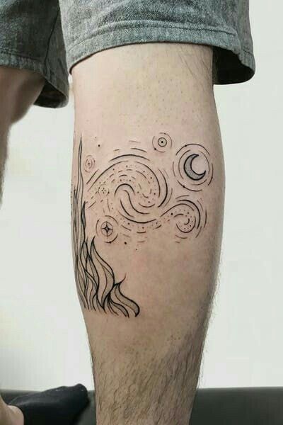 Night Tattoo Ideas, Starry Night Tattoo, Van Gogh Tattoo, Swirl Tattoo, Sky Tattoos, Night Tattoo, Tattoos Pinterest, Circle Tattoos, Explore Tattoo