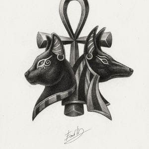 Bastet Anubis Tattoo, Anubis Drawing Tattoo, Anubis And Bastet Tattoo, Bastet Anubis, Anubis Bastet, Bastet Tattoo, Egypt Tattoo Design, Egyptian Eye Tattoos, Dragon Tattoo Drawing