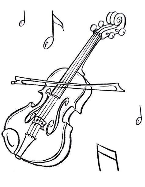 Violin Drawing Easy, Violin Art Drawing, Violin Drawing, Music Notes Tattoo, Simple Sketches, Violin Art, Violin Design, Note Tattoo, Coloring Pages Free Printable