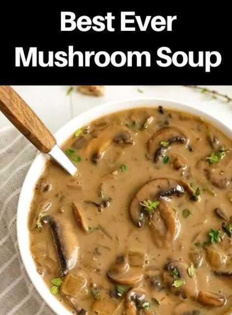 Mushroom Onion Soup, Best Mushroom Soup, Vegan Mushroom Soup, Mushroom Soup Recipe, Creamy Mushroom Soup, Mushroom Soup Recipes, Vegan Mushroom, Soup And Sandwich, Easy Soups