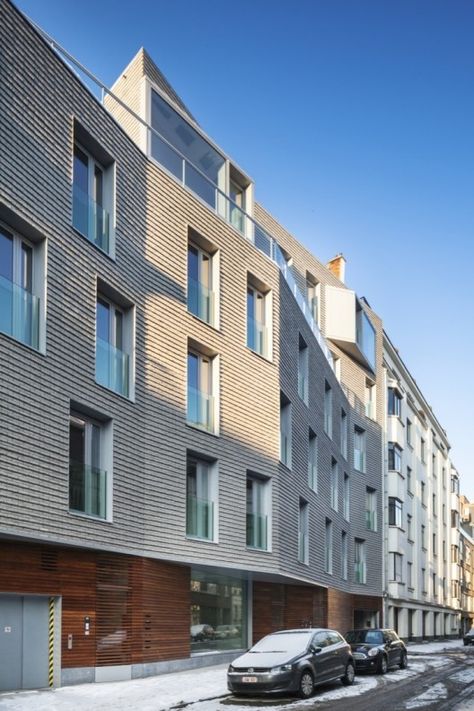 LENS 021 Housing / Urban Platform Multifamily Housing, Block Of Flats, Big Building, Apartment Architecture, Residential Construction, Social Housing, Brick Facade, Brussels Belgium, Building Facade