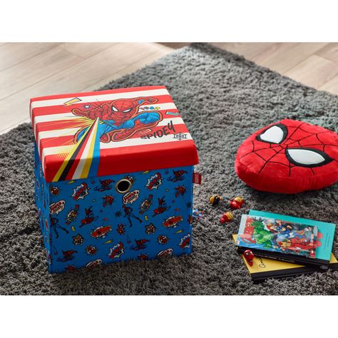 The perfect touch of daily practicality for your young lad, this attractive Spider Man Ottoman brings together comfort and helpful storage with the help of the removable lid. Its light weight makes it a breeze to move around while the bold splash of colours will liven up your little one's room. Foldable Ottoman, Gaming Bed, Leather Bed Frame, Disney Furniture, Ottoman With Storage, Amazing Spiderman Movie, Kids Sofa, Green Bedding, Square Ottoman