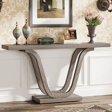 Farmhouse Metal-X Entry Table with Lower Shelf - Bed Bath & Beyond - 40460858 Table Portrait, Narrow Hallway Table, Farmhouse Sofa Table, Table Hallway, Wood Sofa Table, Farmhouse Console Table, Inside House, Entrance Table, Wooden Console Table