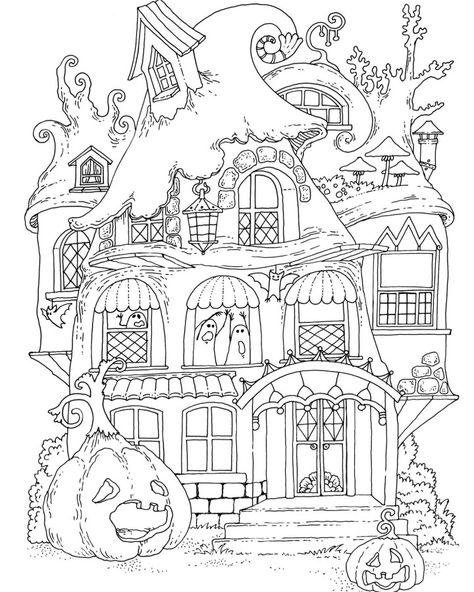 Nice Little Town Coloring Pages, Town Coloring Pages, Digital Stamps Free, Manga Coloring Book, Diy Crafts Bookmarks, Owls Drawing, Easy Doodles Drawings, Halloween Coloring Pages, Cool Coloring Pages