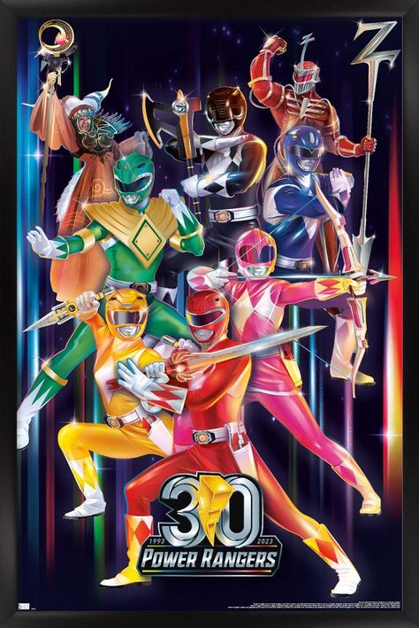 PRICES MAY VARY. This Trends Power Rangers - 30th Group Wall Poster uses high-resolution artwork and is printed on PhotoArt Gloss Poster Paper which enhances colors with a high-quality look and feel Poster Frame is a clean and modern design offered in a variety of colors to showcase the art and compliment any room decor Lightweight and easy to hang construction allows for a quick installation of this framed poster using the attached sawtooth hanger so you can enjoy your wall art immediately Easi Power Rangers Poster, Groups Poster, Power Rangers Art, Wall Poster Prints, Poster Sizes, Barn Wood Frames, Mighty Morphin Power Rangers, Trends International, Wall Poster