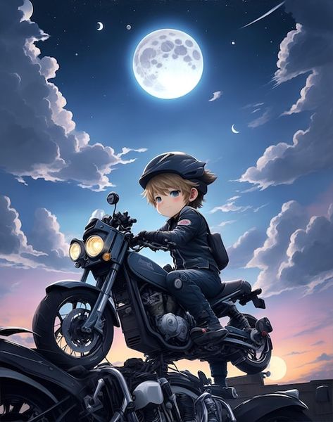 An anime boy wears a driving suit and ri... | Premium Photo #Freepik #photo #motorcyclist #motorcycle-rider #motorcycle-biker #rider Anime Biker Guy, Clouds At Night, Motorcycle Guy, 4k Wallpaper For Mobile, Under The Moonlight, Biker Boys, Biker Men, Bike Rider, Boys Wear