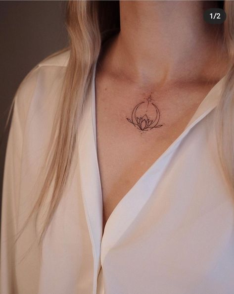 Small Center Chest Tattoo Female, Lotus Tattoo Collar Bone, Tiny Chest Tattoo Female, Upper Chest Tattoo Female, Upper Chest Tattoos For Women, Victoria Tattoo, Chest Tattoo Designs Female, Chest Tattoo Female Upper, Feather Tattoo Arm