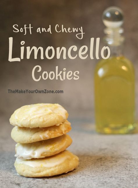 Limoncello Cookies - The Make Your Own Zone Cooking With Limoncello, Limecello Recipes, Limoncello Dessert Recipes, Limoncello Glaze, Limoncello Cookies, Limoncello Desserts, Limoncello Cake, Icing Glaze, Limoncello Recipe