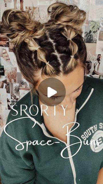 Easy And Cute Hair Styles, Bubble Braid Mohawk Short Hair, Sporty Space Buns, Crazy Hair Day At Work, Elementary Teacher Hairstyles, Cute Hairstyles For Medium Hair Updos, Crazy Hair Day Teacher Ideas, No Braid Hairstyles Easy Sports, Gymnastics Hairstyles For Competition Easy