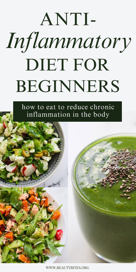 Lose weight, improve your health, and reduce pain by learning how to eat to reduce inflammation in the body. These healthy eating tips for beginners will help you get started with the anti-inflammatory diet in order to heal and feel your best. Anti-Inflammatory Foods | Foods That Cause Inflammation Inflammation Diet Recipes, Eat Natural, Inflammation Foods, Food That Causes Inflammation, Anti Inflammation Recipes, Inflammation Diet, Diet For Beginners, Best Diet Plan, Inflammatory Foods