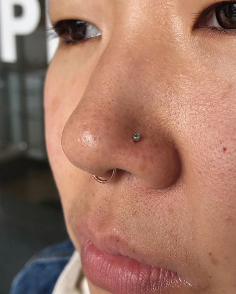 Southbay & Long Beach Piercing on Instagram: “Cute little mint green gem for Amy’s nostril  #envybodypiercing #gold #yellowgold #rosegold #whitegold #14k #14karats #goldslinger…” Nostril Piercing Stud, Two Nose Piercings, Nostril Piercing, Nose Piercings, Green Gem, Green Gems, Living Forever, Live Forever, Long Beach