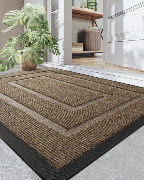 PRICES MAY VARY. GREAT QUALITY: DEXI door mat is constructed of high-quality reclaimed rubber backing and polypropylene surface, a unique Hot-melt Planting Production Process, which is higher tensile strength, and higher tear resistance EFFICIENT DUST REMOVAL: The outdoor door mat features premium polypropylene with a patterned groove design that effectively captures and retains dirt, dust, and sand of the sole NON-SLIP & LOW-PROFILE: The heavy-duty rubber back and edges hold the doormat firmly Washable Indoor Door Mat, Interior Door Mat Entryway, Outside Door Mats Front Porches, Front Door Mats Layered, Welcome Mats Front Doors, Front Porch Mats Doormats, Front Door Mat Ideas, Large Front Door Mat, Front Door Mat Outdoor