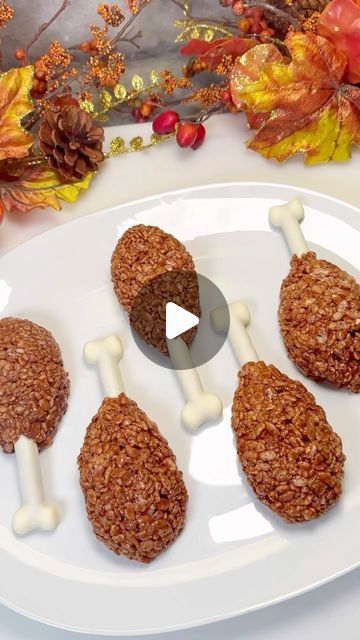 Genevieve LaMonaca on Instagram: "Turkey Legs Treats🍗 Follow @chefgenevieve for 25 Festive Recipes #thanksgiving #friendsgiving   Turkey Leg Rice Crispy Treats Makes 12  Ingredients: 6 pretzel rods 12 mini marshmallows  10oz white melting wafers  1/2 cup salted butter 3 tbsp hot cocoa mix 10 oz mini marshmallow  8 cups rice crispies  Cut pretzel rods in half. Cut mini marshmallows in half and stick each half on the bottom of the uncut side of the pretzel stick.  Melt white melting wafers according to package directions then dip the pretzels in, marshmallow side down.   Allow to dry on parchment paper in the fridge (you can double dip once dried resulting in a better color)  For the rice crispy treats, melt butter in a pot on low heat  then add hot cocoa powder mix. Once fully incorporated Rice Krispie Turkey Legs Treats, Turkey Leg Treats, Rice Crispy Turkey Leg Treats, Turkey Pretzel Rods, Thanksgiving Pretzel Rods, Thanksgiving Dip, Hot Cocoa Powder, Friendsgiving Turkey, Thanksgiving Chocolates