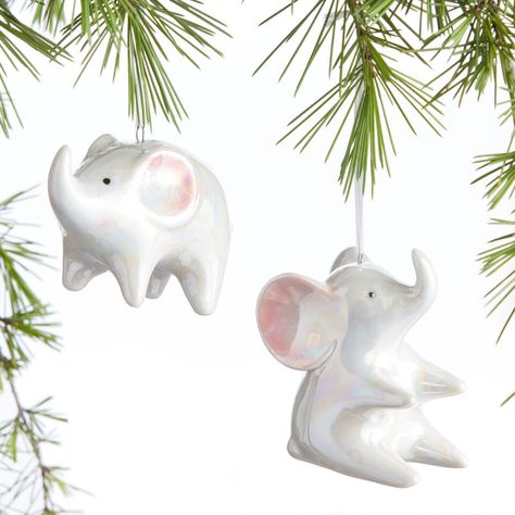 Iridescent Ceramic Elephant Ornaments Set Of 2 - World Market Iridescent Ceramic, Christmas Elephant, Elephant Ornament, Ceramic Elephant, Falls Church, Merry Little Christmas, World Market, Ornament Set, Girl Room