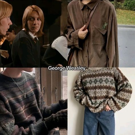 George Weasley Sweater, George Weasley Outfit, George Weasley Dr, George Weasley X Y/n Fanart, George Weasley X Y/n, George Weasley Aesthetic, The Weasleys, Bill Weasley, Weasley Sweater