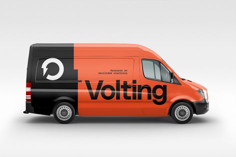 Volting brand identity | Behance Vehicle Graphics Branding, Transportation Logo, Van Signs, Truck Wrap, Vehicle Signage, Corporate Id, Car Sticker Design, Van Wrap, Truck Stickers