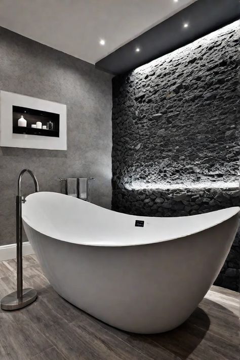 A serene spainspired bathroom with a freestanding tub natural stone tile and Freestanding Bathtub Ideas, Bathroom Freestanding Tub, Stand Alone Bath Tub, Bathtubs Freestanding, Bathroom Remodel Plans, Montgomery Homes, Free Standing Bathtub, Bathroom Freestanding, Stone Bathtub