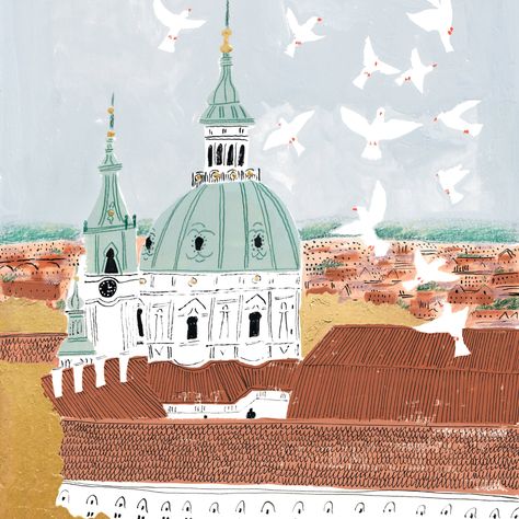 Prague Illustration, Ophelia Pang, Wall Art Architecture, Architecture Europe, Fish Gallery, Art Lesson Plan, Wanderlust Art, French Wall Art, Paris Illustration