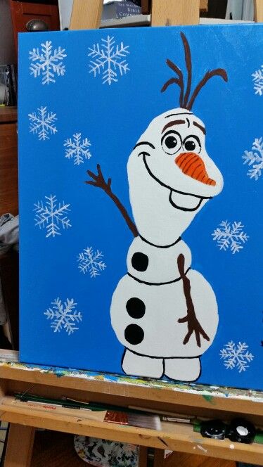 Olaf Canvas Painting, Frozen Canvas Painting Easy, Olaf Painting On Canvas Easy, Olaf Window Painting, Disney Christmas Paintings On Canvas, Frozen Painting Ideas, Canvas Painting Ideas Christmas Easy, Frozen Painting Easy, Easy Winter Paintings For Kids