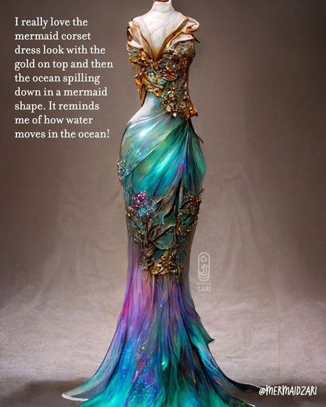 Mermaid Fantasy Dress, Corset Looks, Tropical Ocean, Fantasy Dresses, Fantasy Gowns, Gorgeous Clothes, Fairytale Dress, Fantasy Dress, Gorgeous Gowns