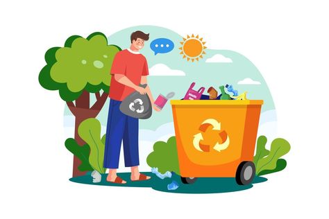 Man Picking up trash Illustration concept on white background Trash Illustration, Unique Illustration, Graphic Illustration, Color Change, Vector Art, White Background, Vector Free, Presentation, Royalty Free