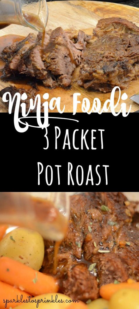 3 Packet Pot Roast, Packet Pot Roast, Ninja Cooking System, Ninja Cooking System Recipes, Beef Pot Roast, Ninja Recipes, Dinner This Week, Pot Roast Recipes, Roast Dinner