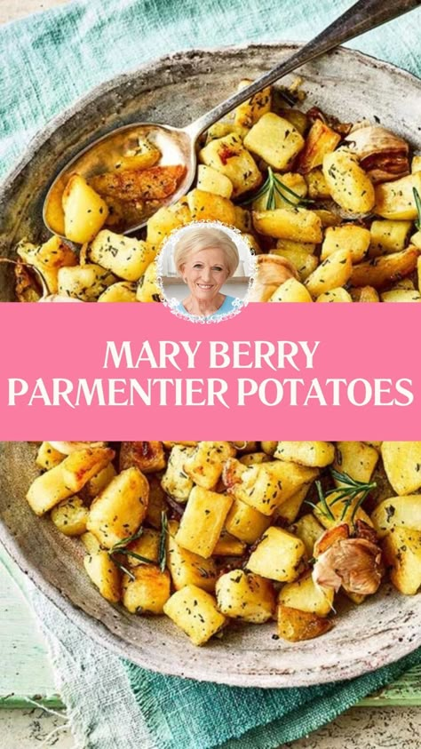 Mary Berry Parmentier Potatoes Mary Berry Recipes, Parmentier Potatoes, Rosemary Garlic Potatoes, British Food Traditional, Savoury Meals, Christmas Potatoes, Best Roast Potatoes, Mary Berry Recipe, Food Traditional