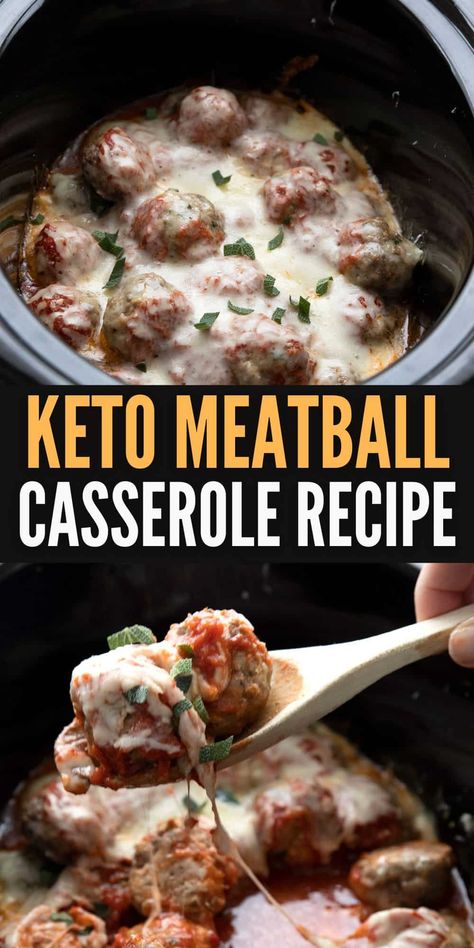 This mouthwatering keto meatball casserole is super cheesy and full of fabulous Italian flavor. Simply throw all of the ingredients together and let your slow cooker do the work for you! Keto Meatball Casserole, Aip Foods, Meatball Casserole Recipe, Week Meals, Keto Meatballs, Low Carb Marinara, Meatball Casserole, Keto Beef, Clean Keto