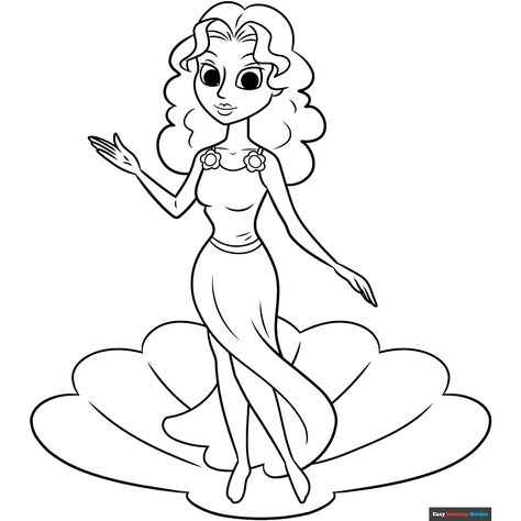 Free Aphrodite Coloring Page for Kids Easy Drawing Guides, People Coloring Pages, Free Printable Coloring Sheets, Drawing Guides, Kids Print, Printable Coloring Sheets, Drawing Tutorial Easy, Coloring Tutorial, Guided Drawing