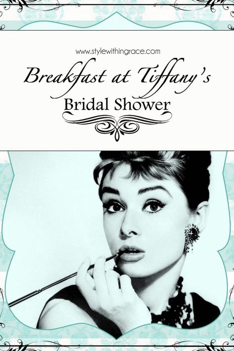 Breakfast at Tiffany’s Bridal Shower Tiffany Themed Bridal Shower, Classy Bachelorette, Moh Duties, Classy Invitations, Tiffany Bridal Shower, Tiffany's Bridal, Tiffany Party, Autumn Bridal, Fun Bridal Shower Games