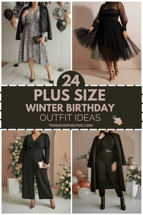 Black Outfits For Plus Size Women, Winter Dress Outfit Plus Size, Birthday Outfit Ideas For Women Plus, Birthday Outfits For Winter, Winter Party Outfit Night Classy, Birthday Outfit Winter Classy, Birthday Outfit Ideas For Women Winter, Plus Size Dinner Outfit, Classy Black Dresses