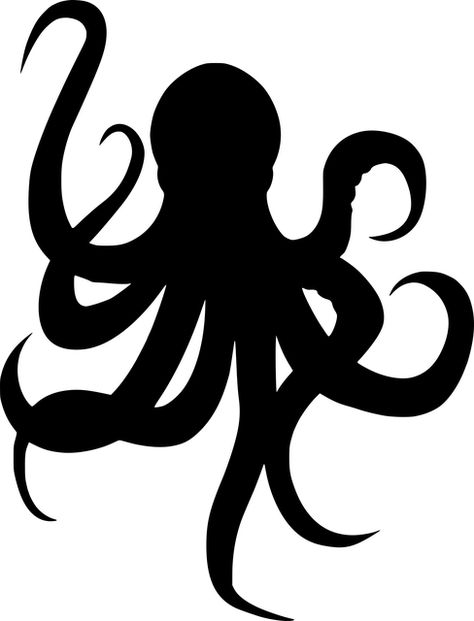 Octopus Vector, Fish Stencil, Fish Silhouette, Outline Images, Octopus Design, Octopus Tentacles, Silhouette Stencil, Animal Silhouette, Stencil Art