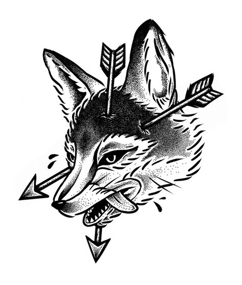 Traditional Fox Head Tattoo, Fox Hunting Art, Blackwork Fox Tattoo, Fox Flash Tattoo, Dark Fox Tattoo, Hunt Tattoo, Fox Head Tattoo, Traditional Fox Tattoo, Small Fox Tattoo