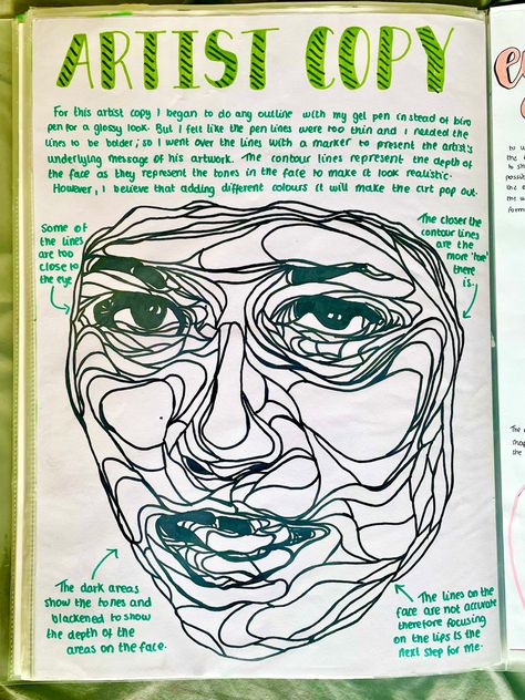 Artist Copy Gcse, Artist Copy Page Gcse, Curved And Straight Art Gcse, Gcse Identity, Folio Ideas, Mind Map Art, Art Coursework, Igcse Art, Movement Art