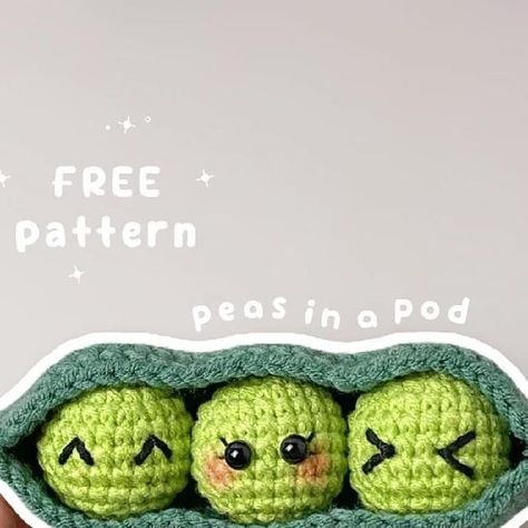 Peas In A Pod Crochet, Food Crochet Pattern, Crochet Pattern Beginner, Food Crochet, Crochet Pattern Tutorial, Pola Amigurumi, Peas In A Pod, Crochet Food, 2024 Design