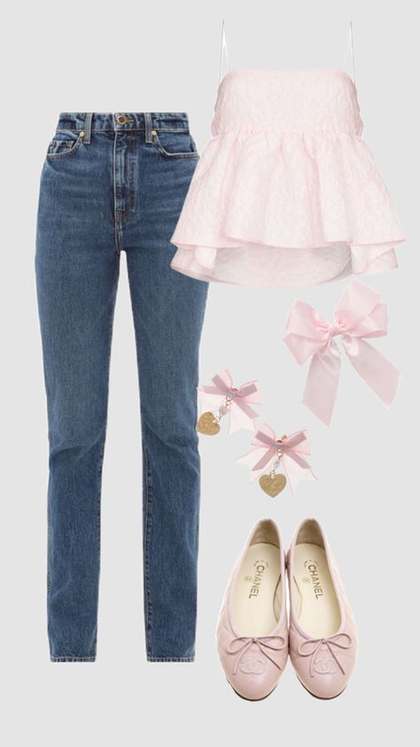 balletcore coquette summer outfit inspiration Xl Outfits For Women, Grunge Spring Outfits, Pink Flats Outfit, Outfits Y2k Grunge, Pastel Blue Outfit, Pastel Pink Outfit, Shirt Spring Outfit, Top Spring Outfits, Spring Outfits Men