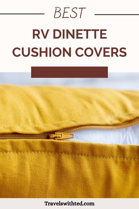 Rv Dinette Makeover, Diy Rv Dinette, Rv Dinette Remodel, Rv Dinette Cushion Covers, Travel Trailer Storage, Rv Dinette, Camper Cushions, Rv Interior Design, Diy Cushion Covers