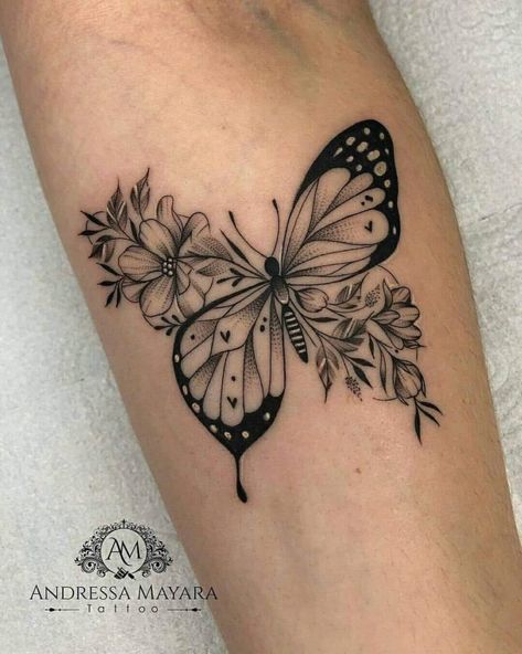 Butterfly With Flowers, Butterfly Tattoos On Arm, Butterfly Tattoos For Women, Forarm Tattoos, Forearm Tattoo Women, Stylist Tattoos, Butterfly Tattoo Designs, Leg Tattoo, Discreet Tattoos