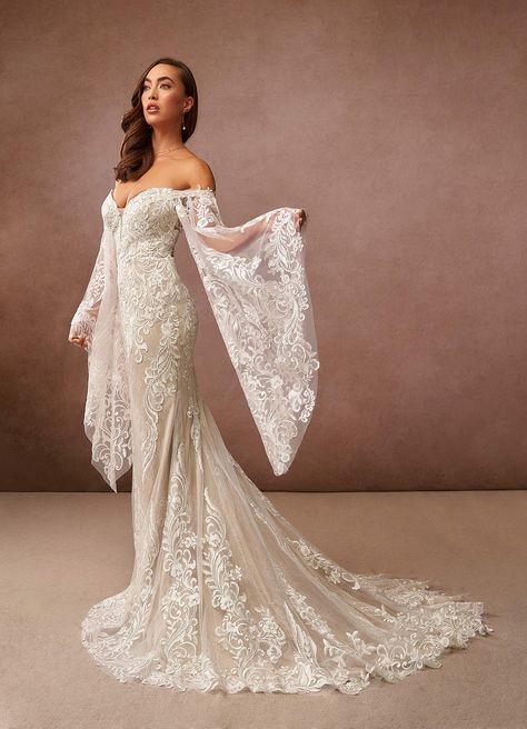 Fairy Goddess Wedding Dress, Bell Sleeve Wedding Dress, Contemporary Wedding Dress, Memphis Wedding, Chapel Train Wedding Dress, Trendy Party Dresses, Beach Wedding Dresses, V Neck Wedding Dress, Dream Wedding Ideas Dresses