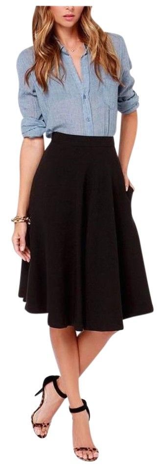 Tradesy | Black Textured A Line Skirt Size 8 (M, 29, 30) Pink Martini, Rock Outfit, Aline Skirt, Skirt Midi, Black Midi Skirt, A Skirt, Skirt Outfit, Mode Vintage, Work Attire