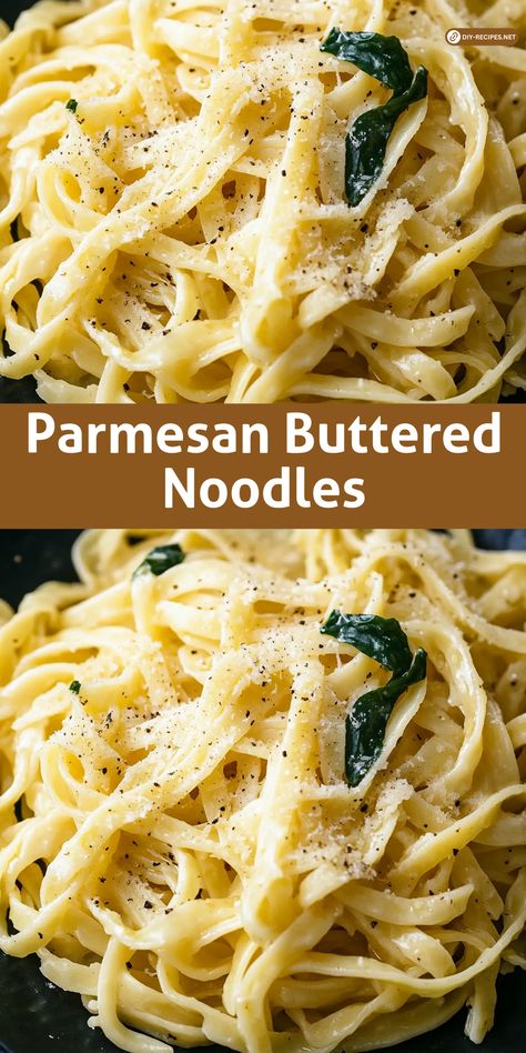 Try this Parmesan Buttered Noodles recipe for a simple yet satisfying meal. Fettuccine coated in butter and Parmesan cheese – pure comfort! Pasta With Parmesan Cheese Simple, Butter And Cheese Noodles, Noodle Meals Easy, Noodles With Parmesan Cheese, Italian Butter Noodles, Ribbon Noodle Recipes, Flavored Noodles Recipes, Fish And Noodles Recipes, Fettucini Pasta Recipes Noodles