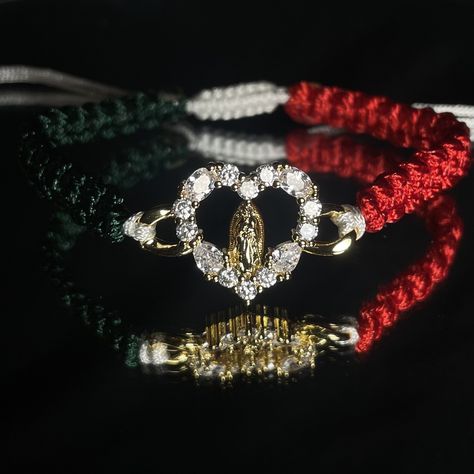 Mary Bracelet Mexican style Mexican Woven bracelets  Rosa de Guadalupe bracelet Virgin Mary Charm Cute Mexican Bracelets, Mexican Jewelry Traditional, Latina Bracelets, Mexican Bracelets Handmade, Mexico Bracelets, Mexican Bracelets, Mexican Flag Colors, Guadalupe Bracelet, Bracelet Mexican