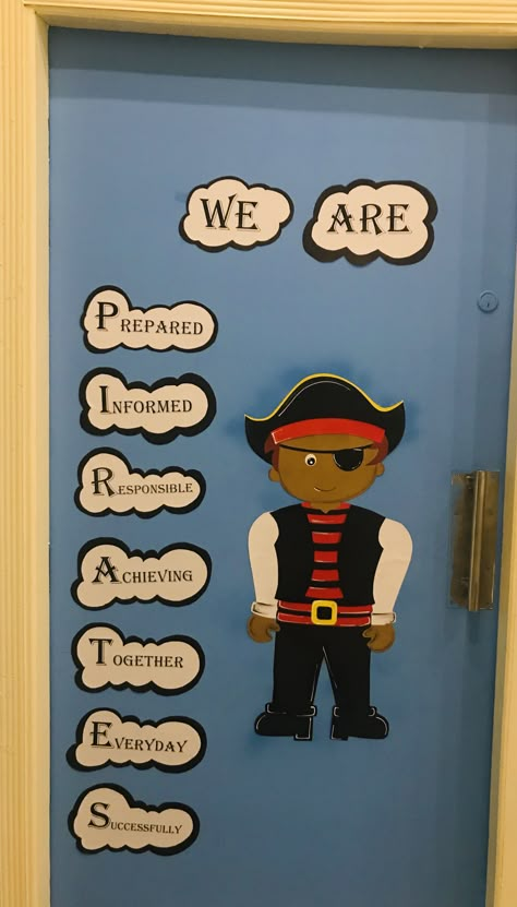 Pirate Decorations Classroom, Pirates Classroom Theme, Pirates School Theme, Pirate Door, Pirate Theme Classroom, Pirates Theme, Pirate Classroom, Toddlers Activities, Pirate Crafts