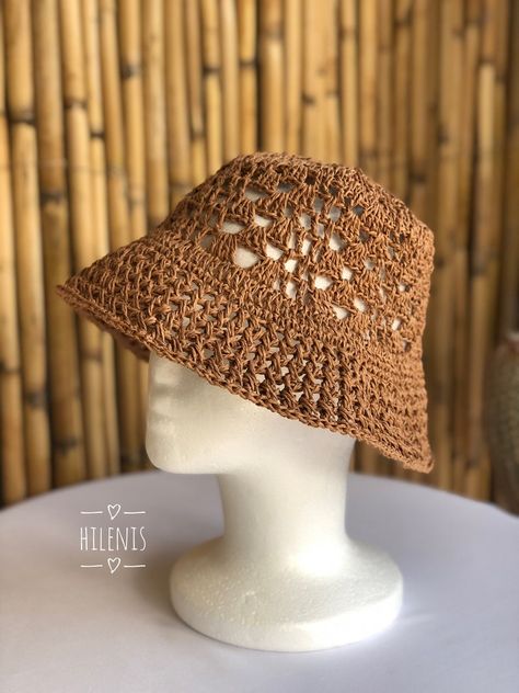 Raffia Crochet, Straw Bucket Hat, Raffia Hat, Keep It To Yourself, Crochet Bucket, Paper Hat, Crochet Bucket Hat, Hat Style, Summer Hat