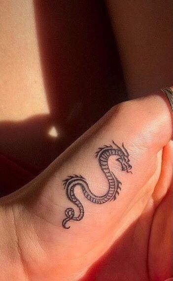 Small Dragon Tattoo, Aesthetic Tattoo Ideas, Cute Matching Tattoos, Small Dragon Tattoos, Small Dragon, Cherry Tattoos, Art Expressions, Explore Aesthetic, Finger Tats