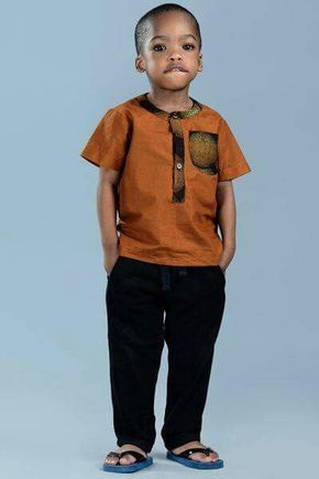 I envision my son in this. Baby African Clothes, Ankara Styles For Kids, Kitenge Designs, African Shirts For Men, African Dresses For Kids, Afrikaanse Mode, African Children, African Clothing For Men, African Shirts